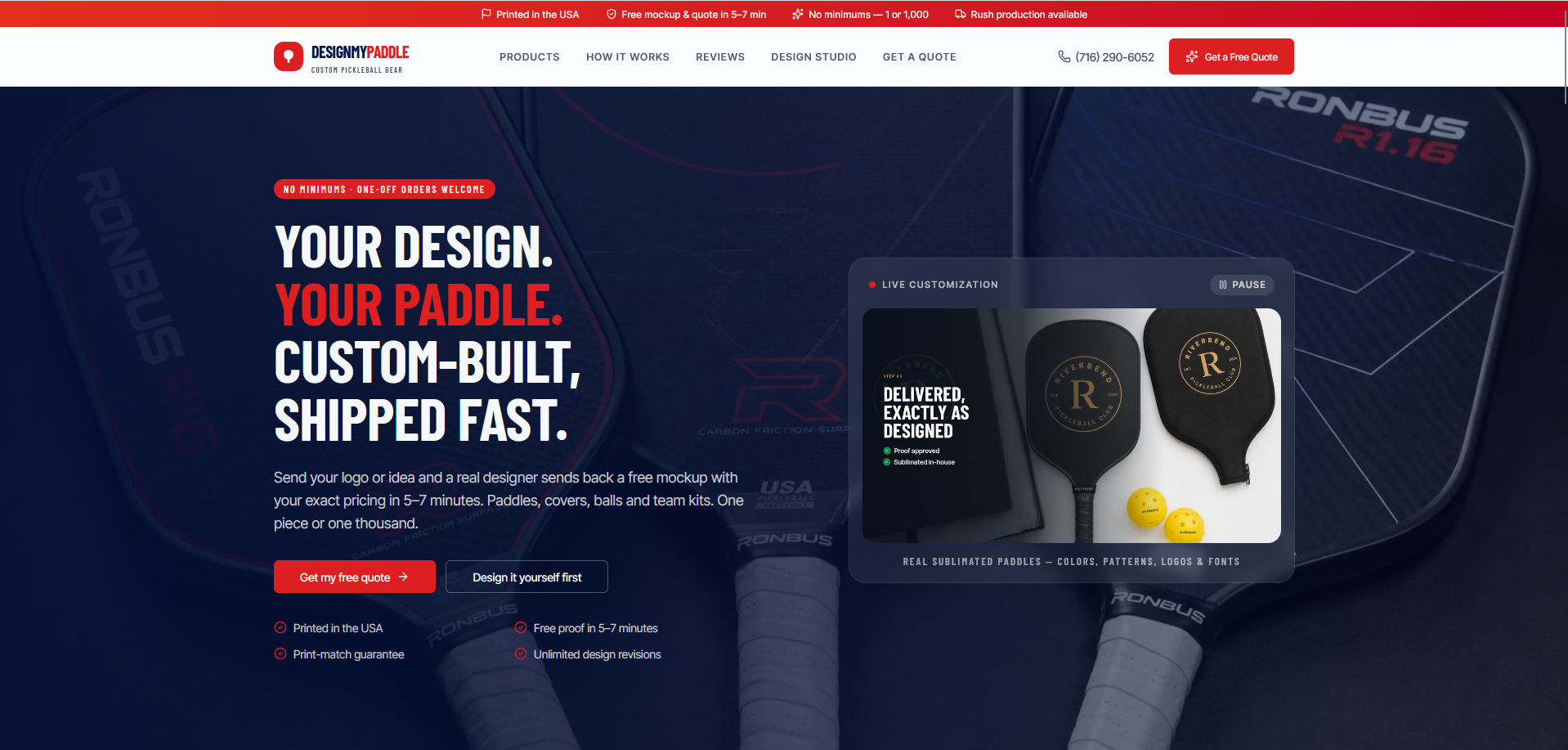 Design My Paddle website homepage