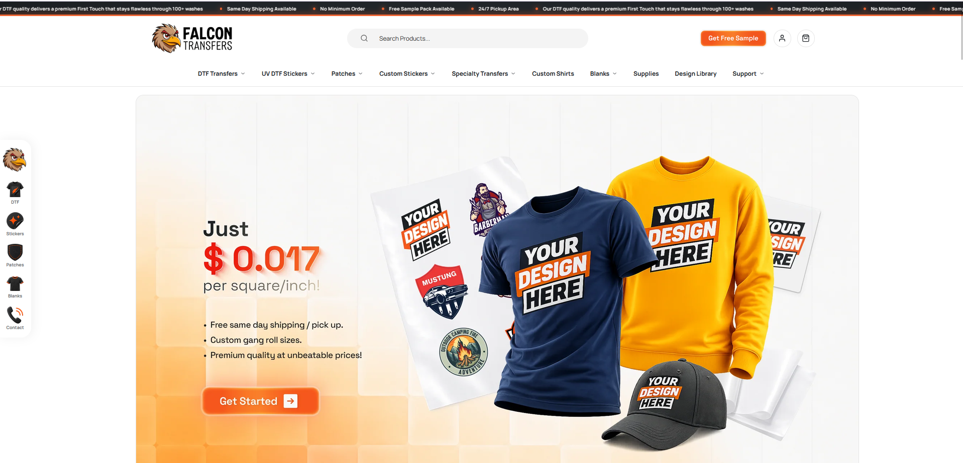 Falcon Transfers website homepage