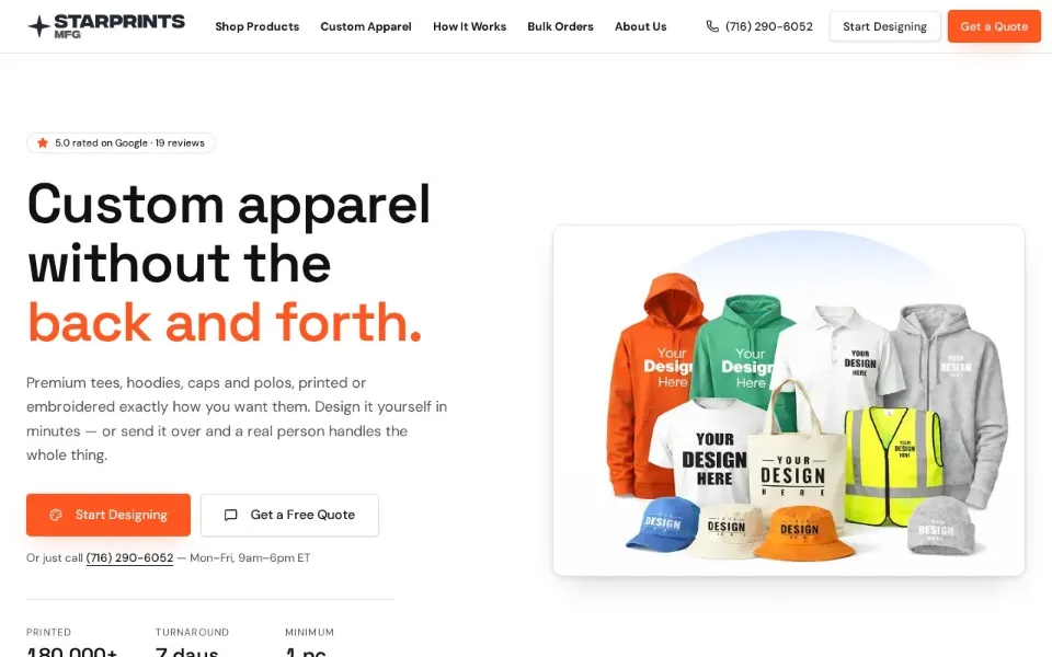 Star Prints MFG website homepage